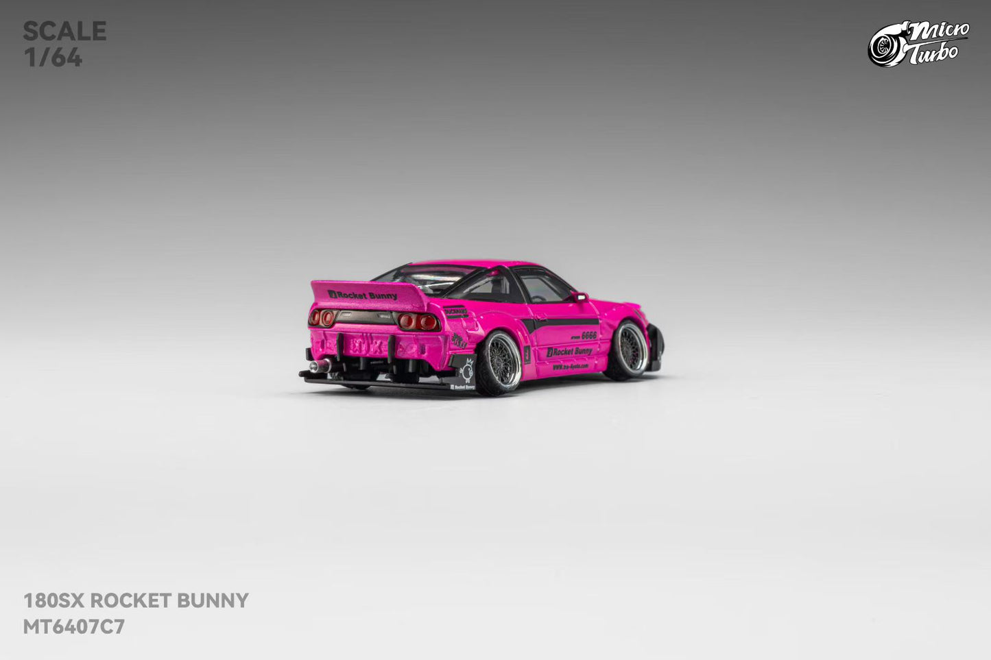 Micro Turbo 1:64 Nissan Silvia S13 180SX Pandem Rocket Bunny Rose Red Folding Lights Detailed Engine Limited 999 Pieces