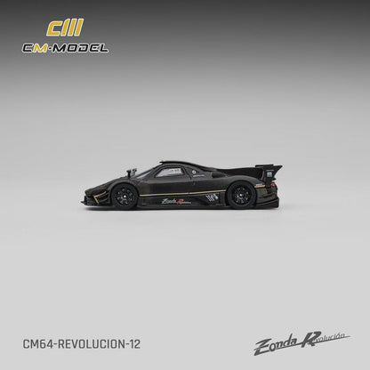 CM Model 1:64 Pagani Zonda R Evolucion Track Version Black Dry Carbon with Extra Wheel-Set Pagani Official Licensed