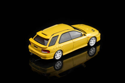 Motorhelix 1:64 Subaru Impreza Wagon WRX STi Ver. VI GF8 Cashmere Yellow Openable Front Hood Detailed Engine Official Licensed