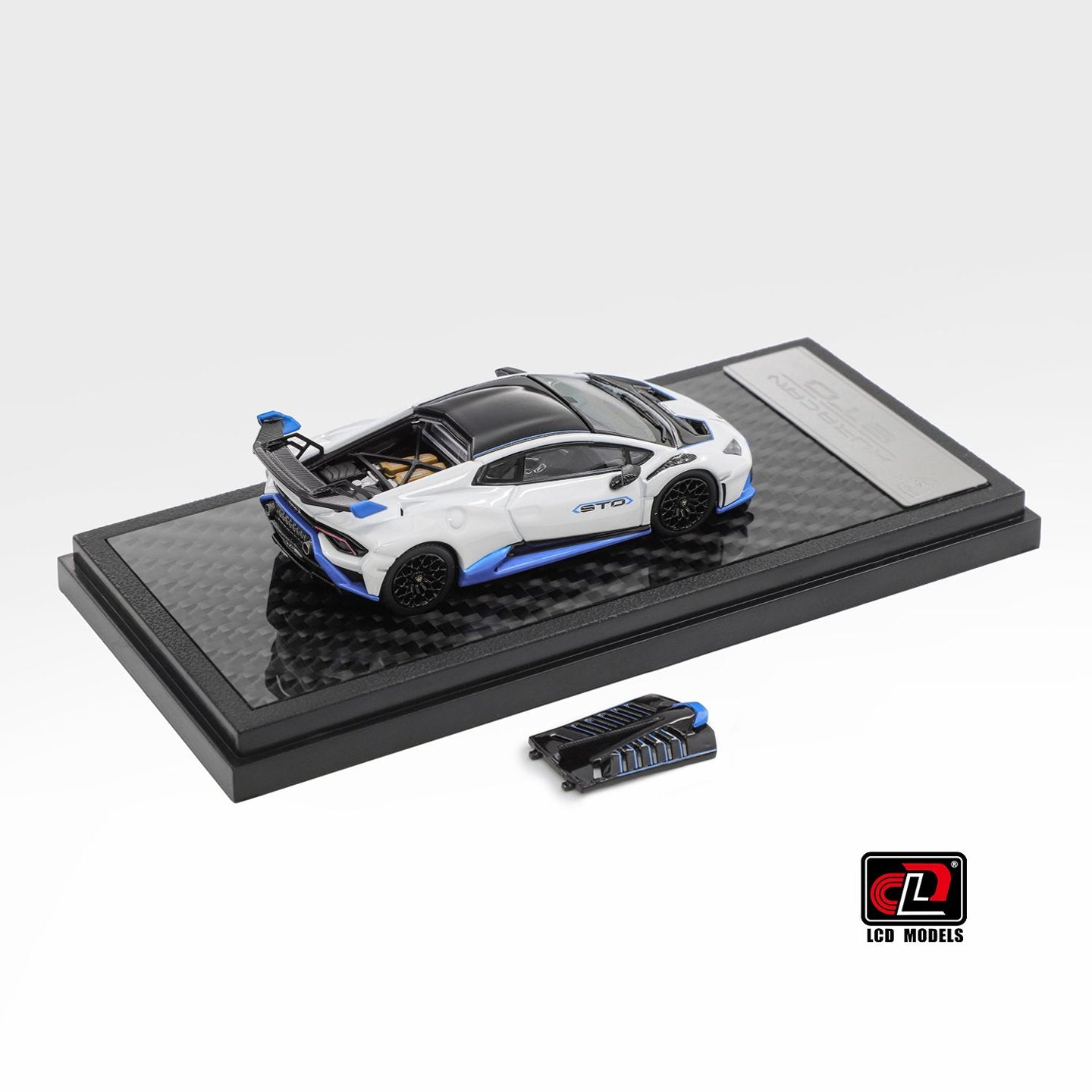 LCD Model 1:64 Lamborghini Huracan STO White Openable Engine Hood with Detailed Engine Lamborghini Official Licensed