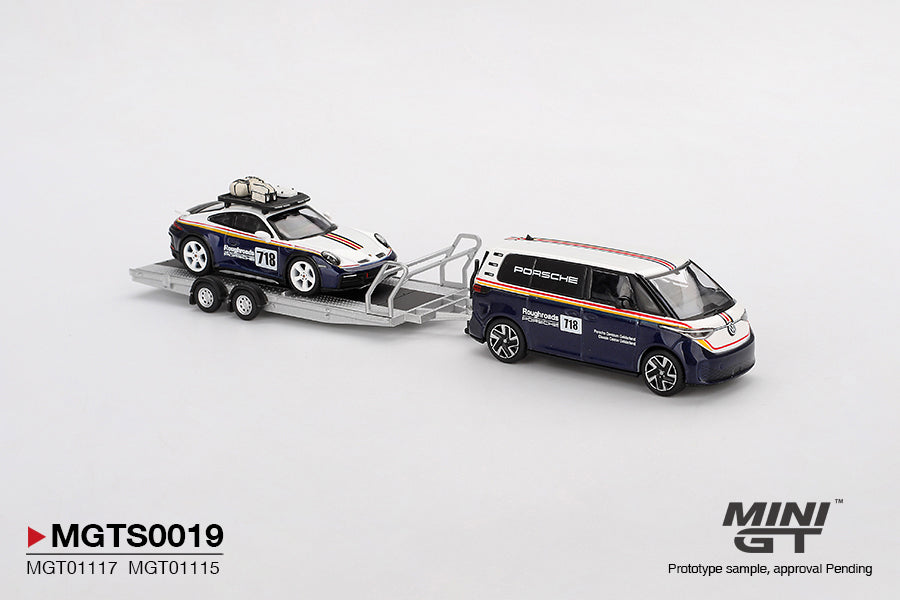 Mini GT 1:64 Porsche 911 Dakar #718 / Volkswagen ID. Buzz Porsche Centrum Gelderland Roughroads Set (MGTS0019)