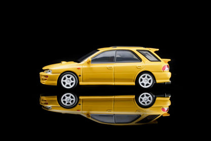 Motorhelix 1:64 Subaru Impreza Wagon WRX STi Ver. VI GF8 Cashmere Yellow Openable Front Hood Detailed Engine Official Licensed