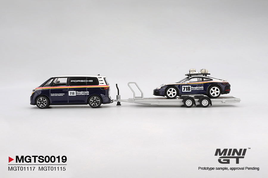 Mini GT 1:64 Porsche 911 Dakar #718 / Volkswagen ID. Buzz Porsche Centrum Gelderland Roughroads Set (MGTS0019)