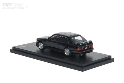 AR Box 1:64 BMW M3 MK1 E30 3 Series Sedan Black with Red Line Included Individual Numbered Collector Card BMW Official Licensed (630101001)