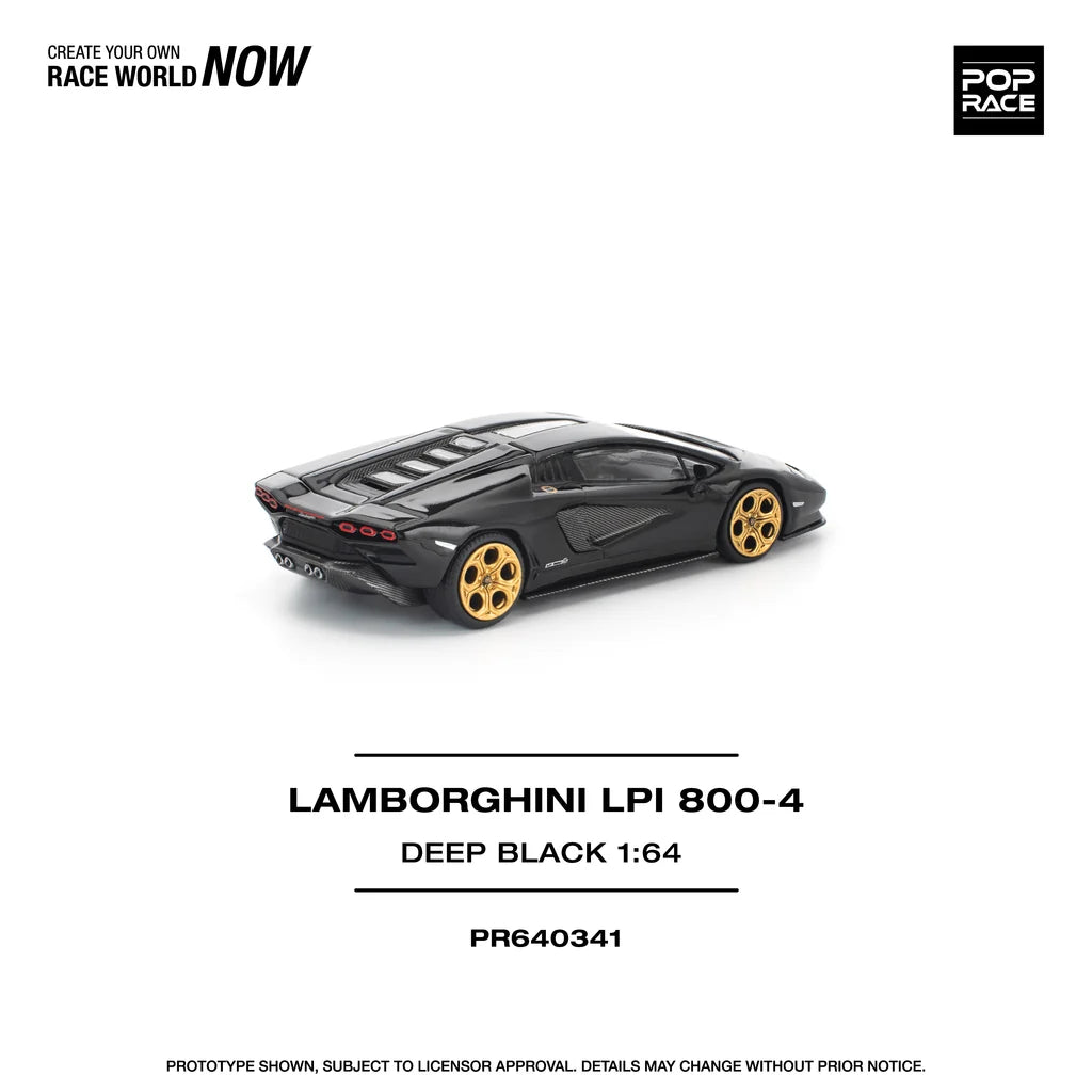 Pop Race 1:64 Lamborghini Countach LPI 800-4 Deep Black Opening Front and Rear Detailed Engine (PR640341)