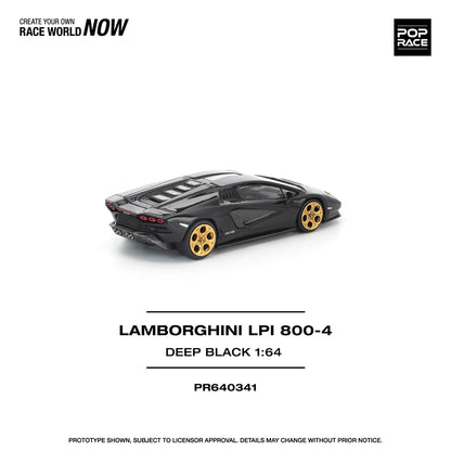 Pop Race 1:64 Lamborghini Countach LPI 800-4 Deep Black Opening Front and Rear Detailed Engine (PR640341)