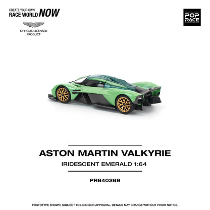 Pop Race 1:64 Aston Martin Valkyrie Iridescent Emerald Green Opening Rear Hood Detailed Engine (PR640269)