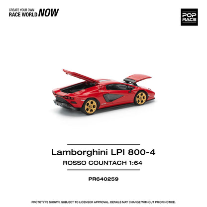 Pop Race 1:64 Lamborghini Countach LPI 800-4 Rosso Red Opening Front and Rear Detailed Engine (PR640259)