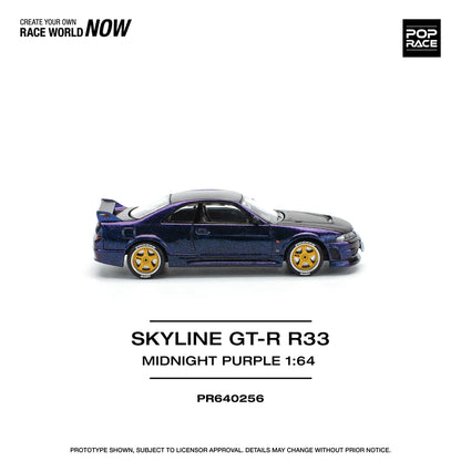 Pop Race 1:64 Nissan Skyline GT-R R33 NISMO 400R Midnight Purple Opening Front and Rear Detailed Engine (PR640256)