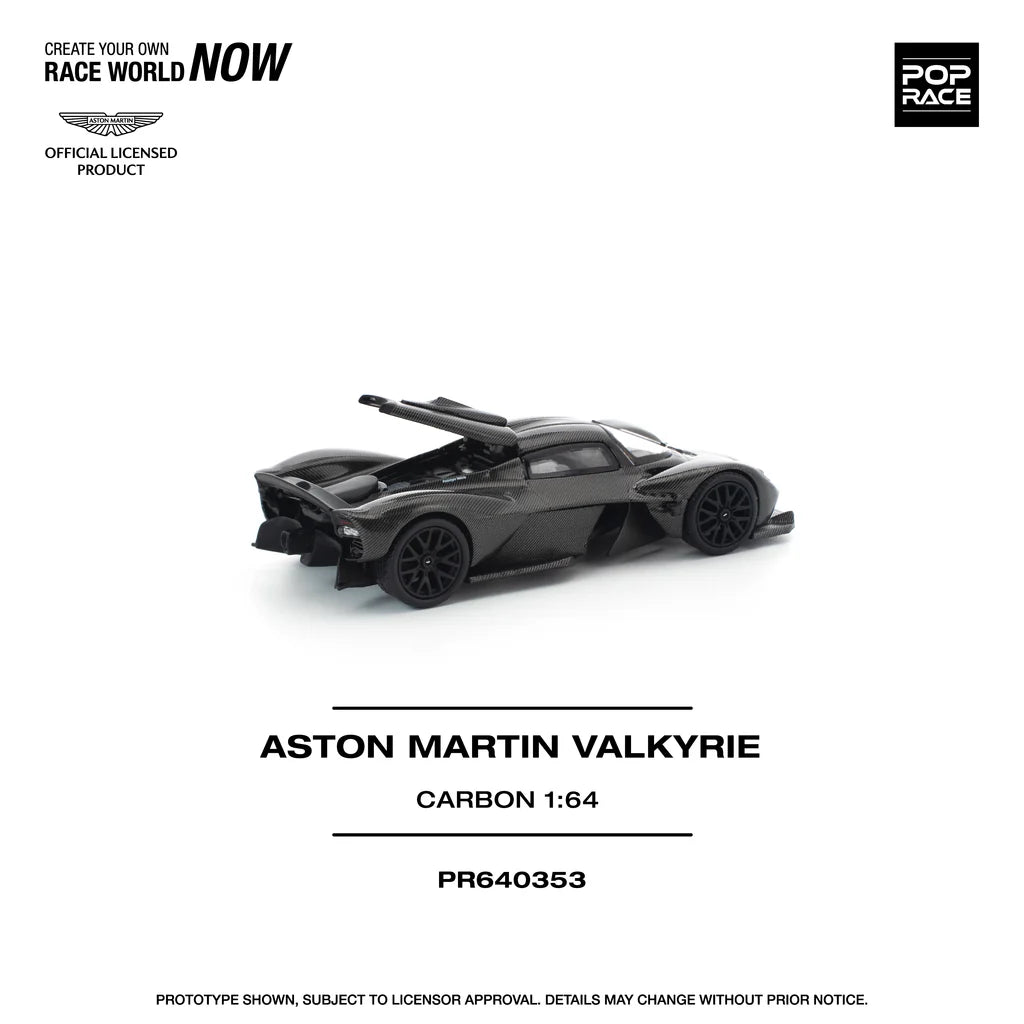 Pop Race 1:64 Aston Martin Valkyrie Carbon Opening Rear Hood Detailed Engine (PR640353)