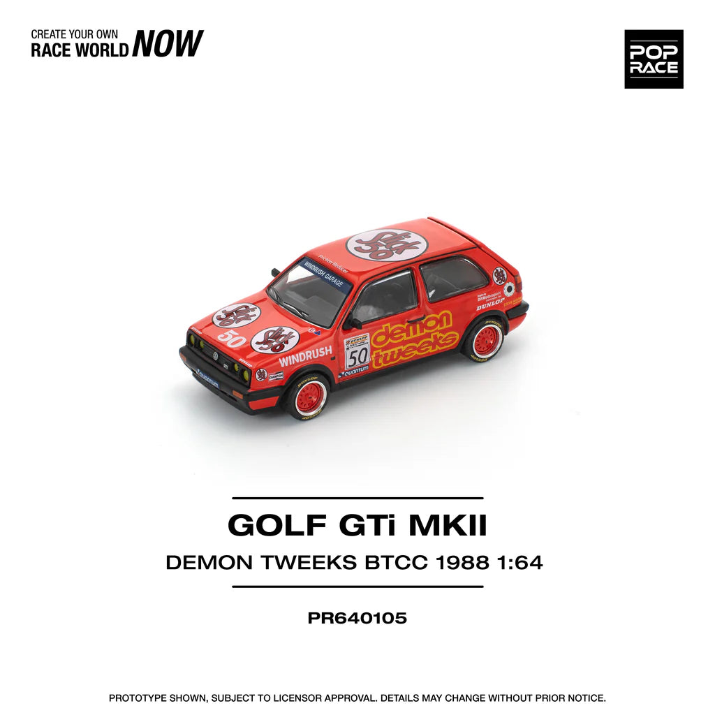 Pop Race 1:64 Volkswagen Golf GTI MKII MK2 Demon Tweeks BTCC 1988 Openable Rear Boot (PR640105)