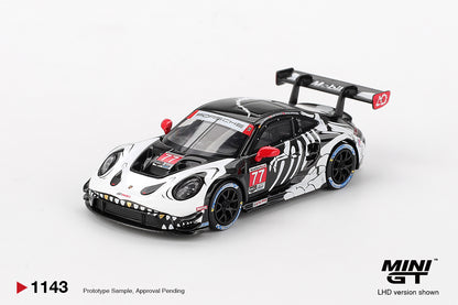 [3 Cars Bundle] Mini GT 1:64 Porsche 911 GT3 R #77 AO Racing 2025 IMSA Petit Le Mans in Paper Box Packaging (MGT01143-CH)  + [Premium Resin Model] Fine Works 1:64 Aventador LP700-4 Black White Panel Lines+ Fine Works 1:64 Camaro Transformers White