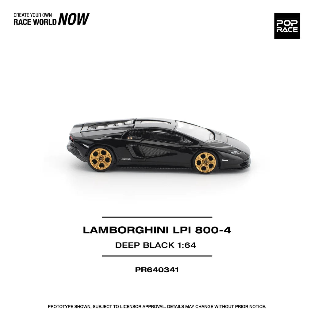 Pop Race 1:64 Lamborghini Countach LPI 800-4 Deep Black Opening Front and Rear Detailed Engine (PR640341)