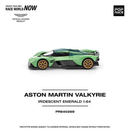 Pop Race 1:64 Aston Martin Valkyrie Iridescent Emerald Green Opening Rear Hood Detailed Engine (PR640269)