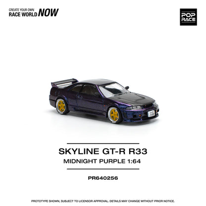 Pop Race 1:64 Nissan Skyline GT-R R33 NISMO 400R Midnight Purple Opening Front and Rear Detailed Engine (PR640256)