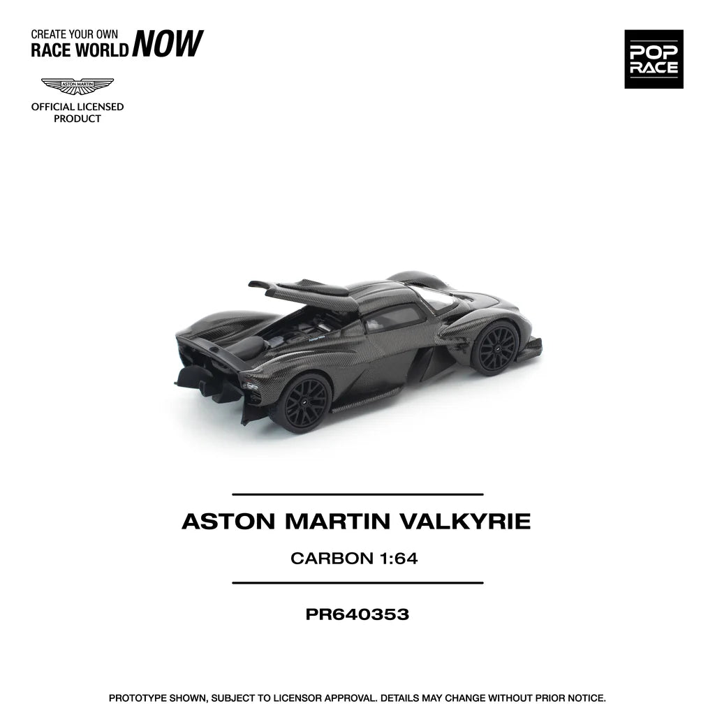 Pop Race 1:64 Aston Martin Valkyrie Carbon Opening Rear Hood Detailed Engine (PR640353)