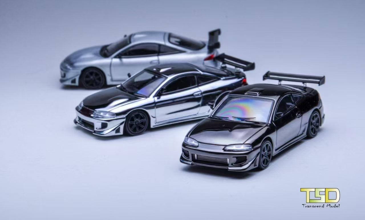 Transcend Model 1:64 Mitsubishi Eclipse Chrome Gun Grey