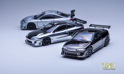 Transcend Model 1:64 Mitsubishi Eclipse Chrome Gun Grey