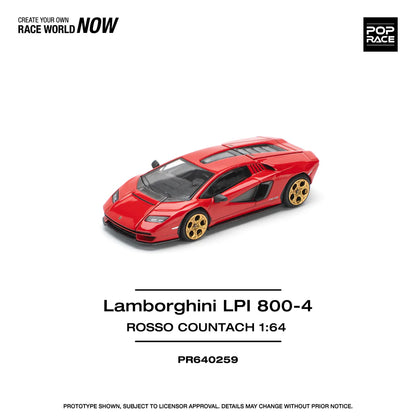 Pop Race 1:64 Lamborghini Countach LPI 800-4 Rosso Red Opening Front and Rear Detailed Engine (PR640259)