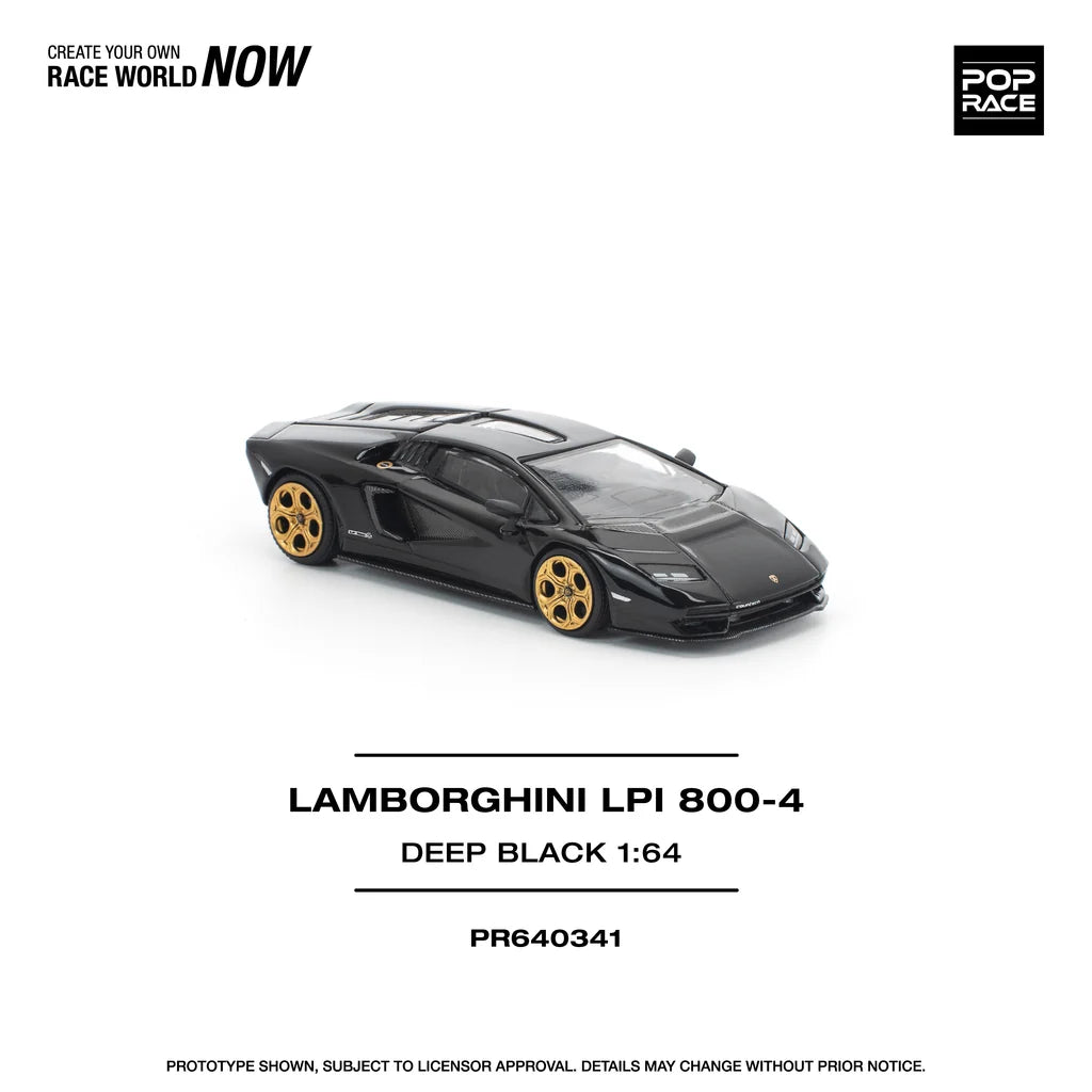 Pop Race 1:64 Lamborghini Countach LPI 800-4 Deep Black Opening Front and Rear Detailed Engine (PR640341)