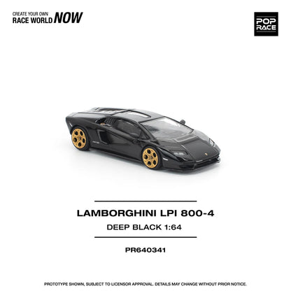 Pop Race 1:64 Lamborghini Countach LPI 800-4 Deep Black Opening Front and Rear Detailed Engine (PR640341)