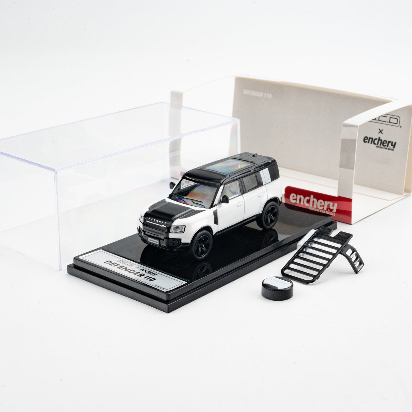 GCD X Enchery 1:64 Land Rover Defender 110 Black White Panda LHD