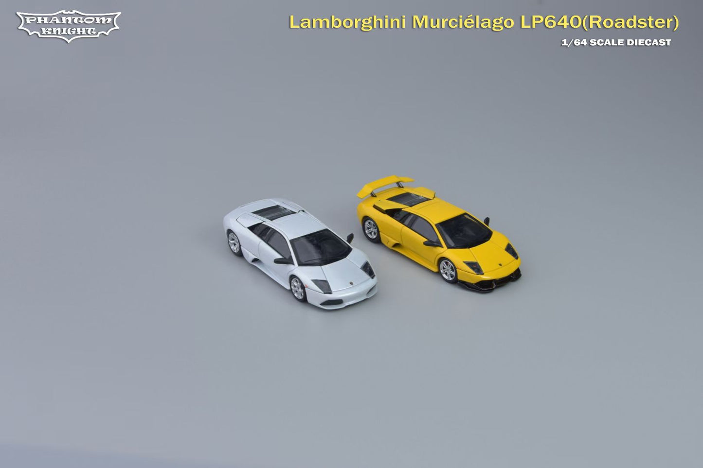 Phantom Knight 1:64 Lamborghini Mucielago LP640 Coupe Hard Top Roof Yellow (Openable Engine Hood and Air Intake, Magnetic Spoiler and Bumpers)