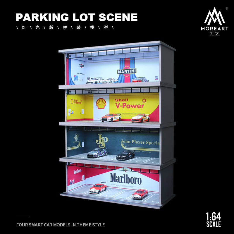 MoreArt 1/64 Car Park Garage Diorama with LED Light- Shell Edition