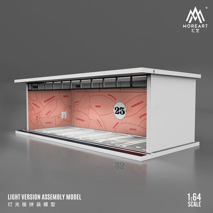 MoreArt 1/64 Parking Lot Scene Diorama with LED Light- Pink Pig Edition