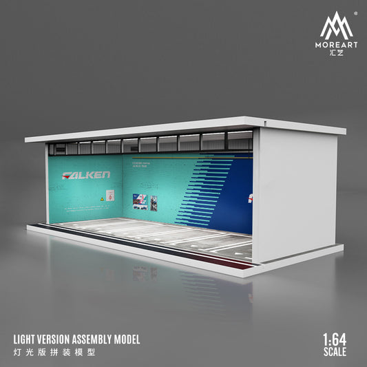 MoreArt 1/64 Parking Lot Scene Diorama with LED Light- Falken Edition