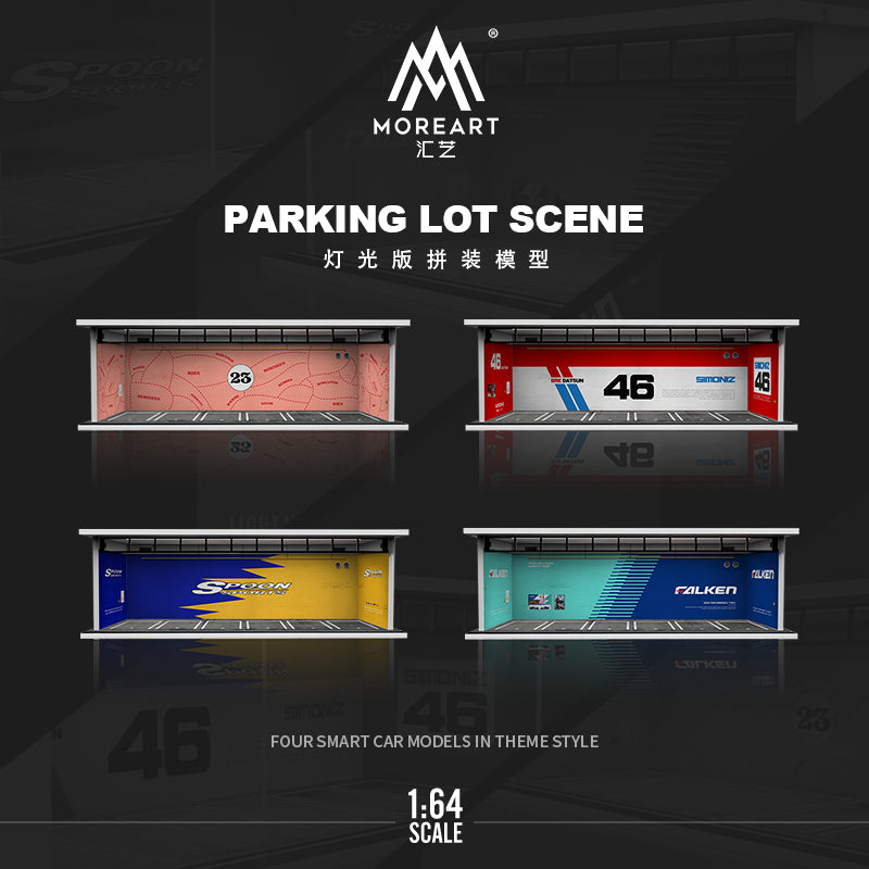 MoreArt 1/64 Parking Lot Scene Diorama with LED Light- Datsun 46 Edition