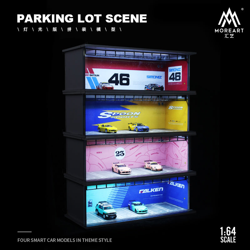 MoreArt 1/64 Parking Lot Scene Diorama with LED Light- Datsun 46 Edition