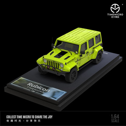 Time Micro 1/64 Jeep Wrangler Rubicon 4x4 4WD SUV Fluorescent Green Diecast Model Car