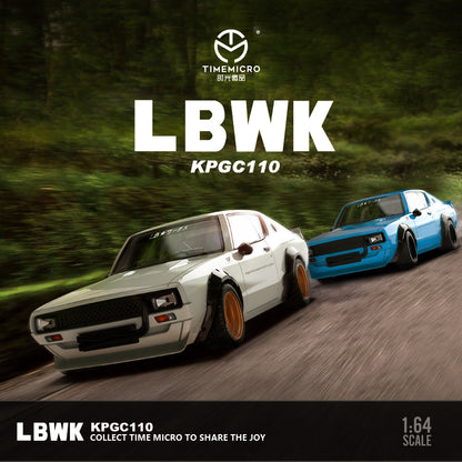 Time Micro 1/64 Nissan Skyline 2000GT-R KPGC110 LBWK Liberty Walk White with model girl miniature figure