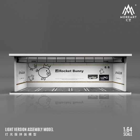 MoreArt 1/64 Parking Lot Scene Diorama with LED Light- Pandam Rocket Bunny Edition