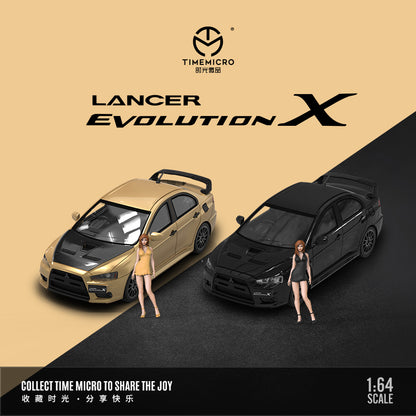 Time Micro 1/64 Mitsubishi Lancer Evolution X Evo 10 Black with model girl miniature figure