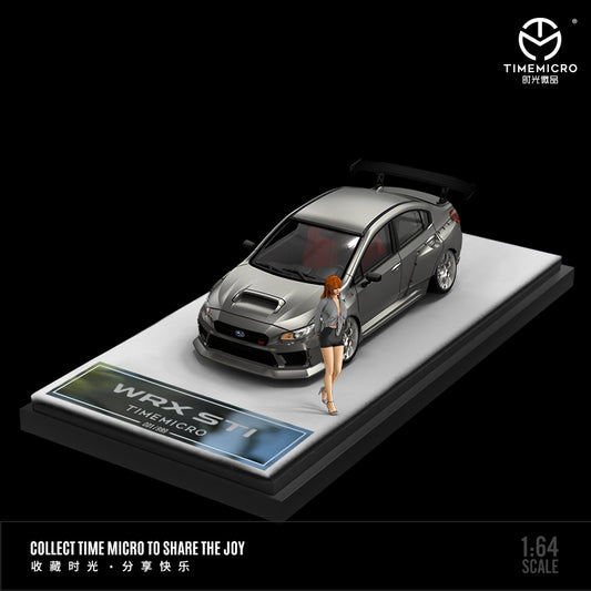 Time Micro 1/64 Subaru WRX STI Metallic Silver with racing girl figure