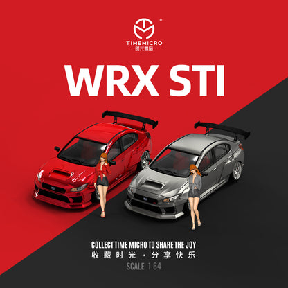 Time Micro 1/64 Subaru WRX STI Metallic Silver with racing girl figure