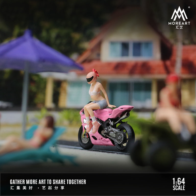 MoreArt 1:64 Hello Kitty Pink Motorcycle Girl Doll Set (1 Motorcycle + 1 Figure)