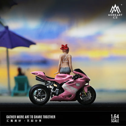 MoreArt 1:64 Hello Kitty Pink Motorcycle Girl Doll Set (1 Motorcycle + 1 Figure)