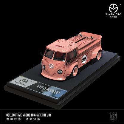 Time Micro 1/64 Volkswagen Kombi T1 Modified Wide Body Pick-Up Truck- Pink Pig