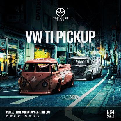 Time Micro 1/64 Volkswagen Kombi T1 Modified Wide Body Pick-Up Truck- Pink Pig