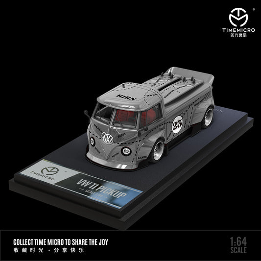 Time Micro 1/64 Volkswagen Kombi T1 Modified Wide Body Pick-Up Truck- Silver Pig