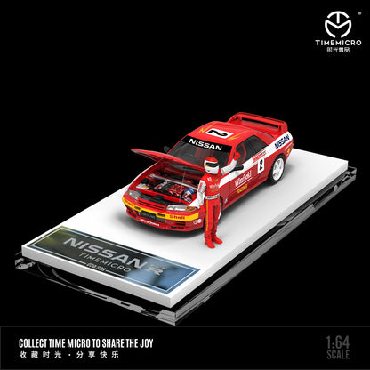 Time Micro 1/64 Nissan Skyline GT-R R32 Open Bonnet Engine Hood -Bathurst 91-92 #2 Red with Driver Figure