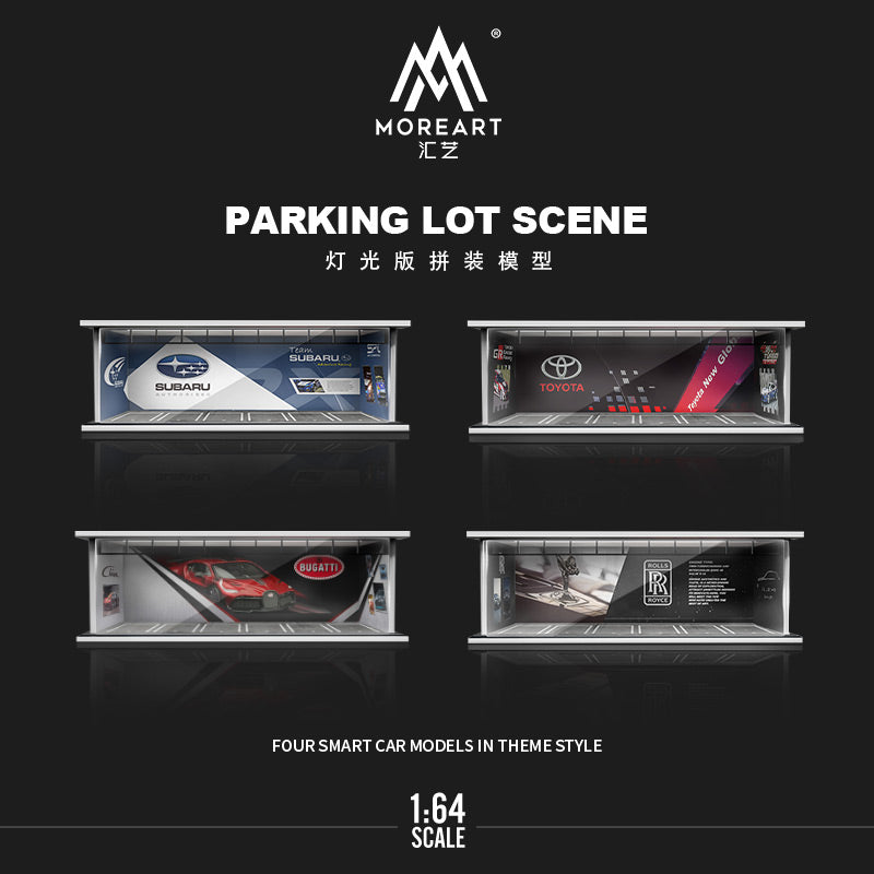 MoreArt 1/64 Parking Lot Scene Diorama with LED Light- Bugatti Edition