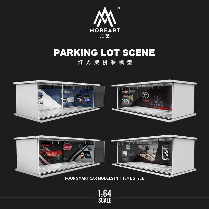 MoreArt 1/64 Parking Lot Scene Diorama with LED Light- Bugatti Edition