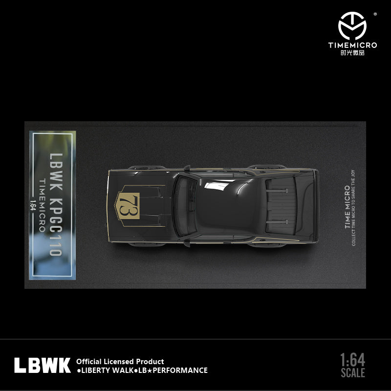 Time Micro 1/64 Nissan Skyline 2000GT-R KPGC110 LBWK Liberty Walk #73 Black with model girl miniature figure