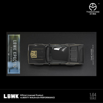 Time Micro 1/64 Nissan Skyline 2000GT-R KPGC110 LBWK Liberty Walk #73 Black with model girl miniature figure