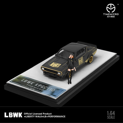 Time Micro 1/64 Nissan Skyline 2000GT-R KPGC110 LBWK Liberty Walk #73 Black with model girl miniature figure