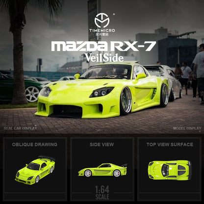 Time Micro 1/64 Mazda RX7 RX-7 VeilSide Apple Green with Model Girl Figure